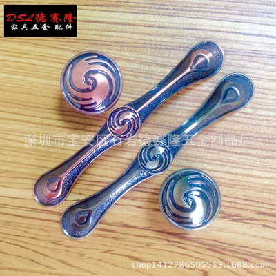 实心仿古拉手欧式橱柜门把手酒柜柜门锌合金青古铜家具五金配件