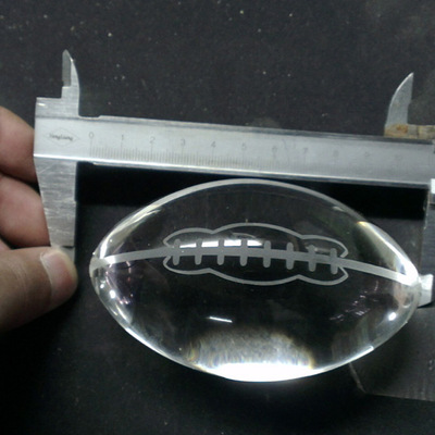 10CM鸭蛋形状水晶橄榄球工艺品椭圆棒球造型摆件纪念品雕刻LOGO