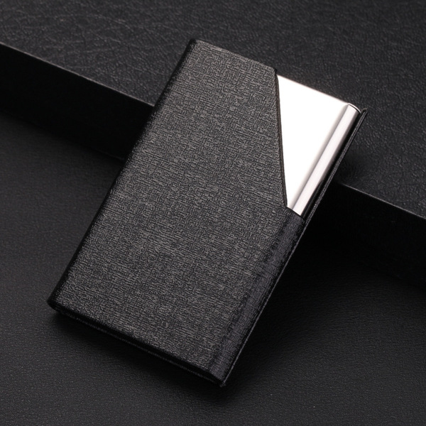Leather stainless steel thin business card holder for men and women…