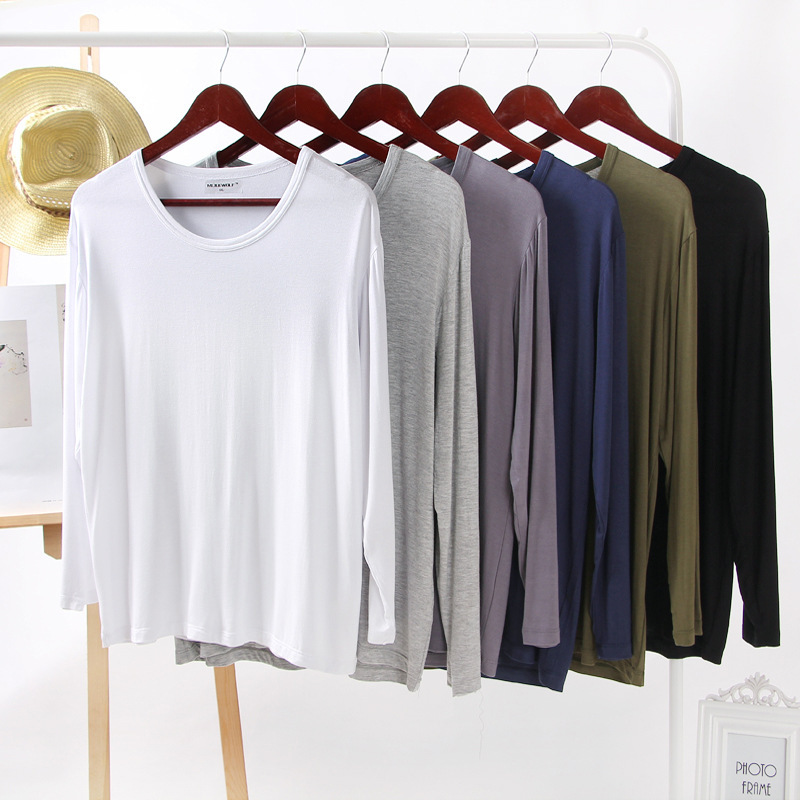 Factory direct round neck long sleeve spring and summer leisure T-shirt modal men's T-shirt solid color round neck long sleeve Factory direct round neck long sleeve spring and summer leisure T-shirt modal men's T-shirt solid color round neck long sleeve