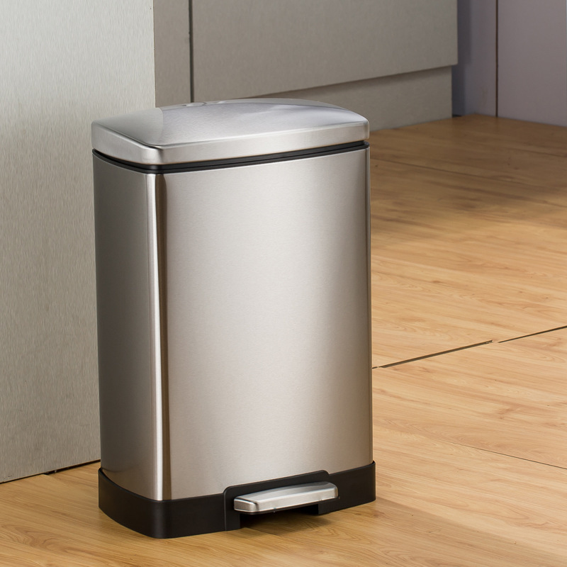 European-style Stainless Steel Trash Can Rectangular Household Pedal Commercial Office Hotel Living Room Kitchen Bathroom Toilet European-style Stainless Steel Trash Can Rectangular Household Pedal Commercial Office Hotel Living Room Kitchen Bathroom Toilet