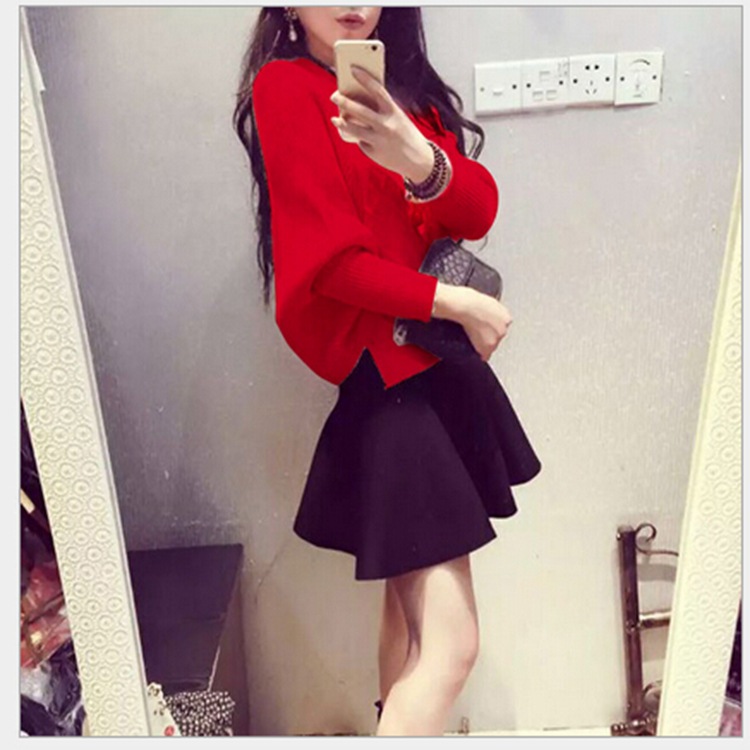 女装韩版2025秋季新款明星同款套装短裙蝙蝠袖针织衫毛衣东大门