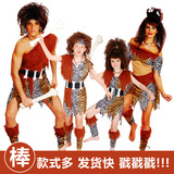 Хэллоуинская одежда Cos исполняет одежду, взрослые мужчины и женщины, коренные народы, индийский леопардовый дикая одежда