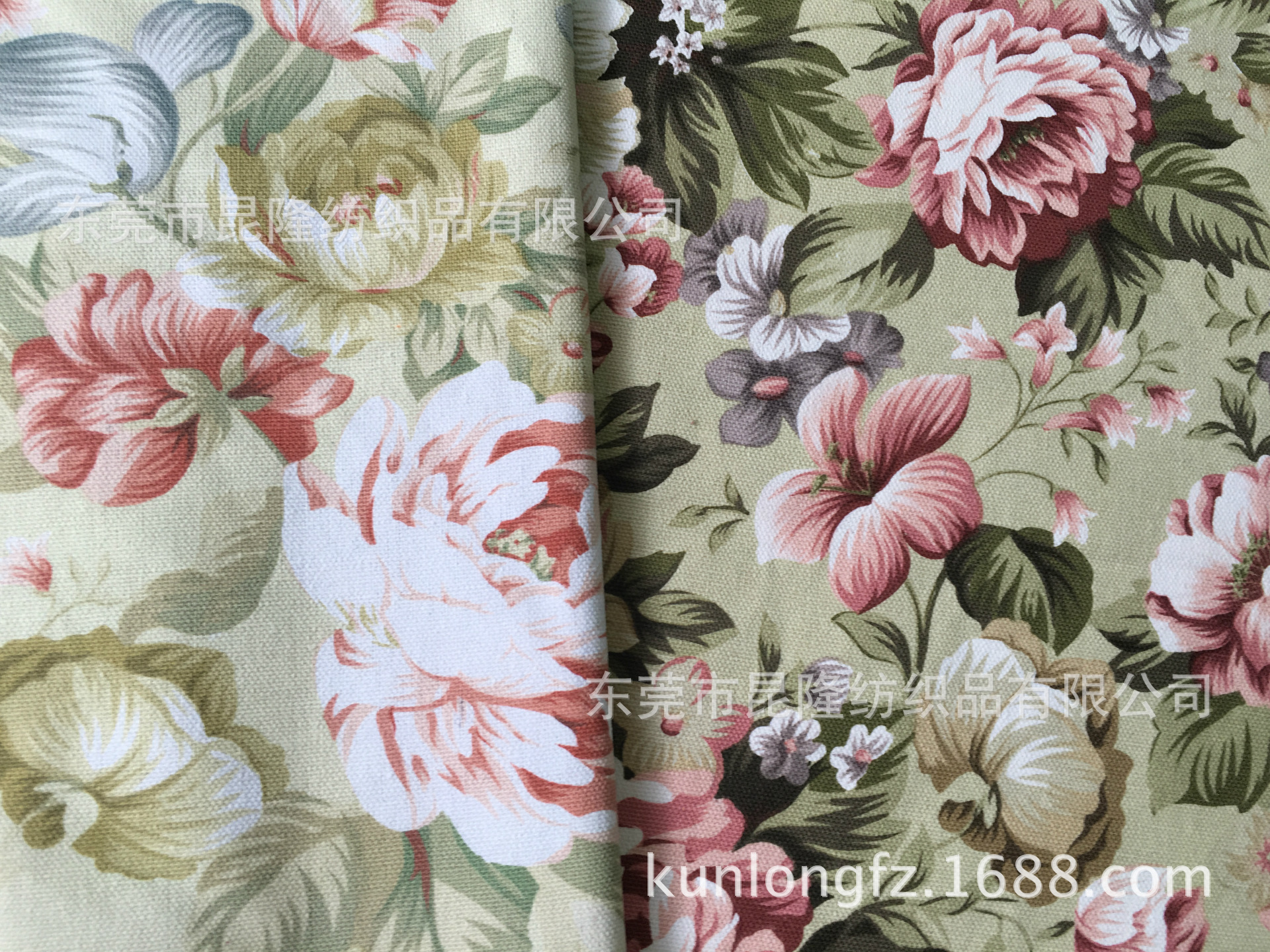 纯棉帆布田园风印花加厚老粗桌布窗帘沙发套桌垫用布牡丹国色天香