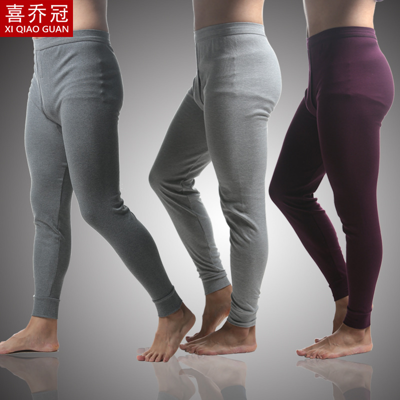 2025秋冬男士秋裤单件保暖全棉毛裤薄款中高腰女线裤打底裤批发