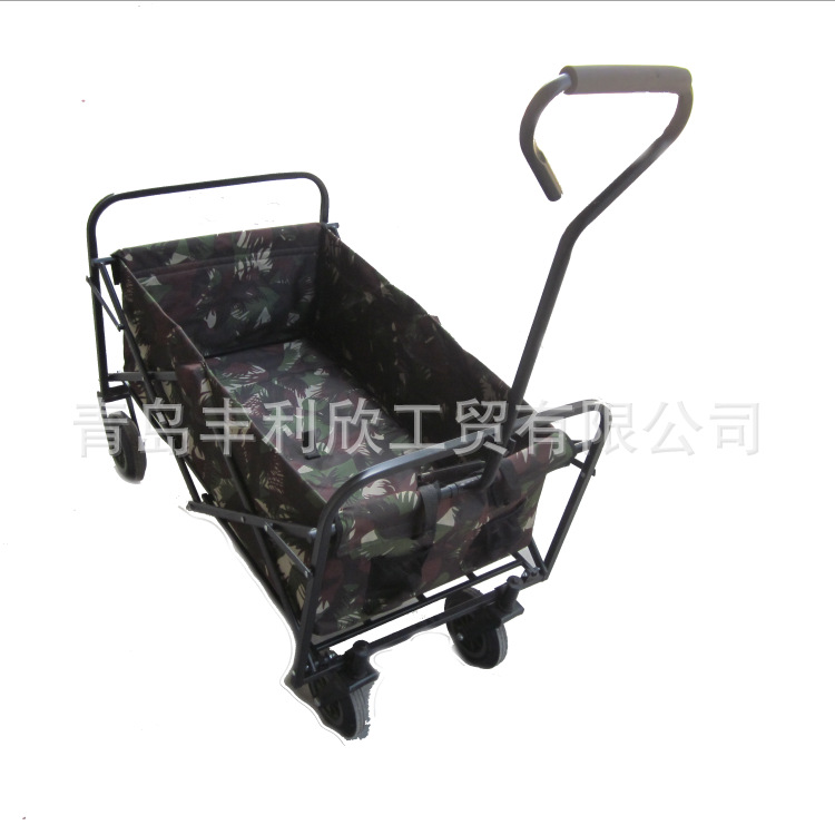 户外越野迷彩小推车折叠布兜车露营折叠轻便四轮手推车