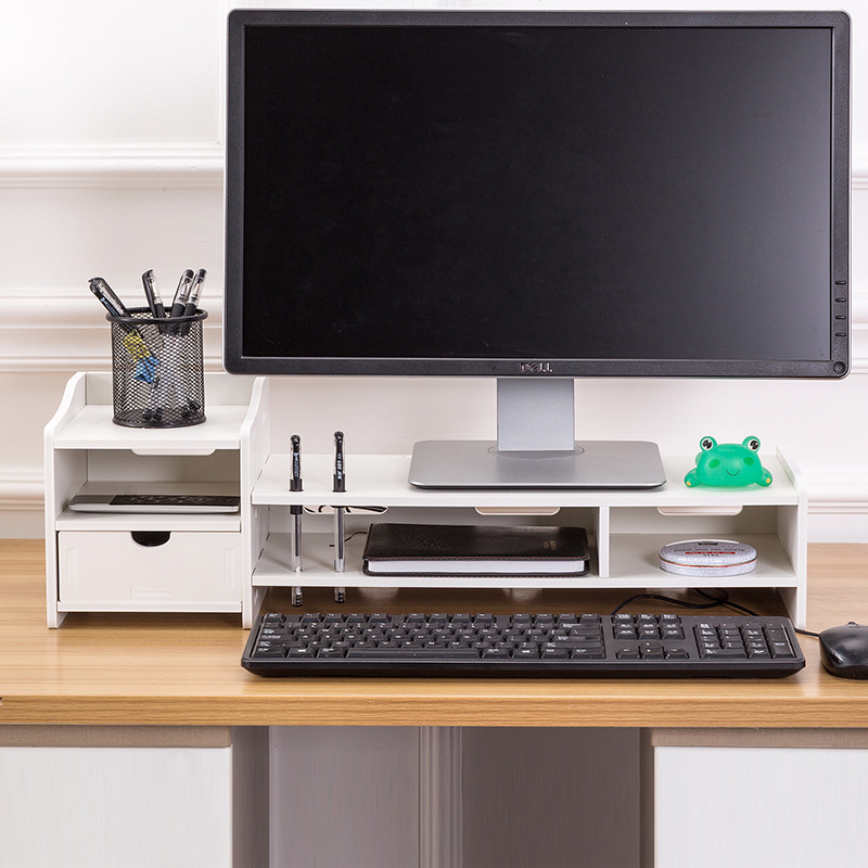 DIY办公桌面显示器增高架 电脑支架 桌面多层抽屉收纳置物架3855