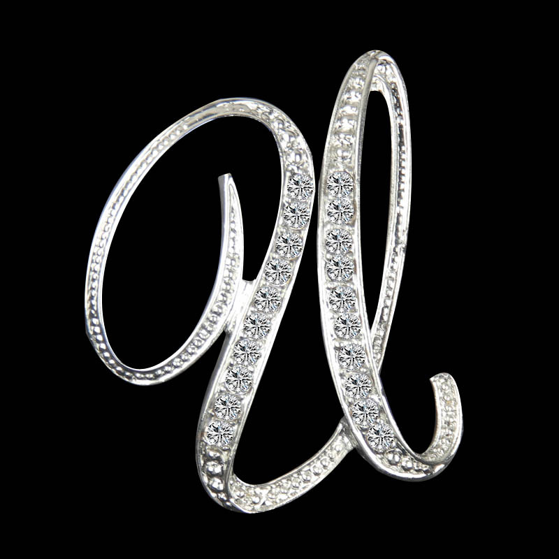 Europa y América simple 26 inglés letras diamante broche mujer geométrica moda temperamento broche suéter pin Accesorios