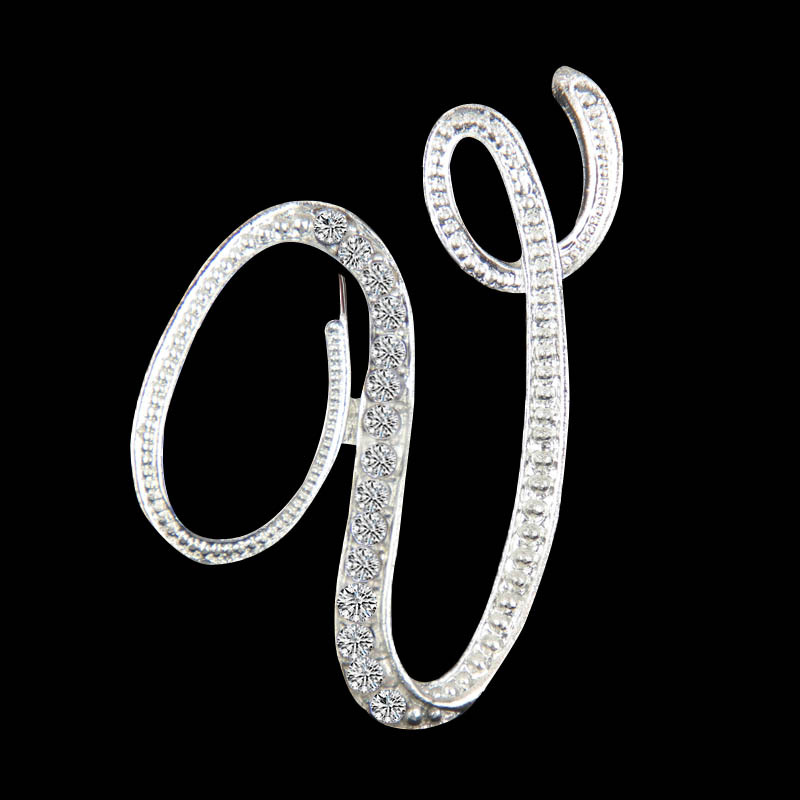 Europa y América simple 26 inglés letras diamante broche mujer geométrica moda temperamento broche suéter pin Accesorios