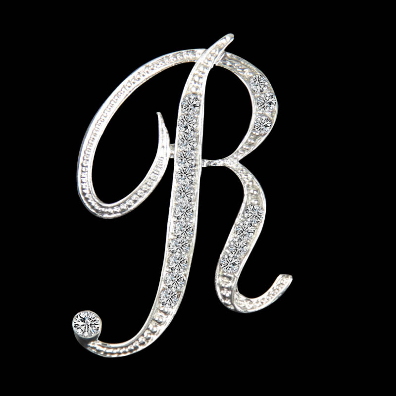 Europa y América simple 26 inglés letras diamante broche mujer geométrica moda temperamento broche suéter pin Accesorios