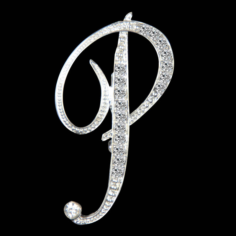 Europa y América simple 26 inglés letras diamante broche mujer geométrica moda temperamento broche suéter pin Accesorios