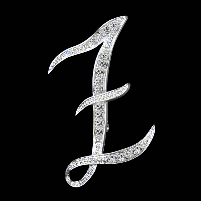 Europa y América simple 26 inglés letras diamante broche mujer geométrica moda temperamento broche suéter pin Accesorios