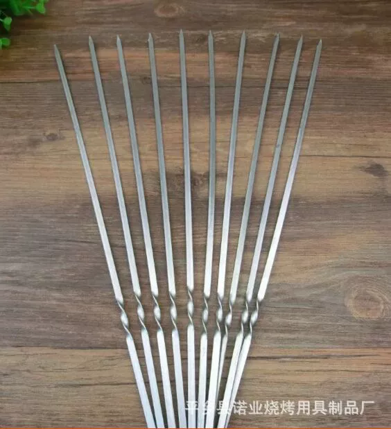 Шампуры для барбекю из немагнитной нержавеющей стали напрямую от производителя, плоские шампуры для кебаба