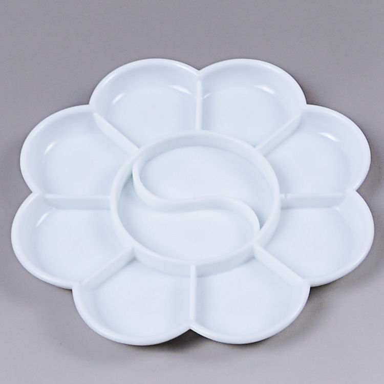Painting palette plum blossom shape pigment palette box Chinese painting palette small size diameter 8cm
