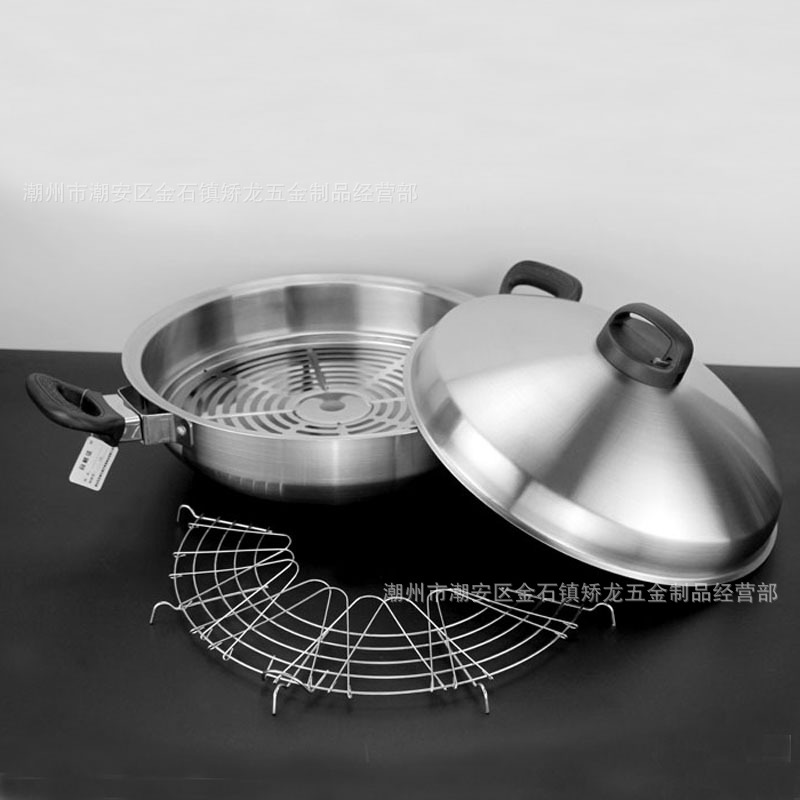 공장 도매 웍 스테인레스 다용도 찜기 웍 410/304 찜기 웍 논스틱 웍 36cm 주방용품