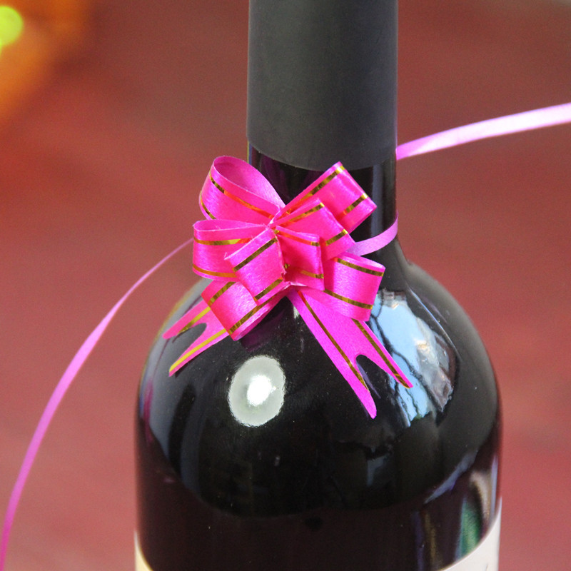 1.2小号节庆用品礼品包装抽拉花红酒瓶蝴蝶结扎花 烟盒金边手拉花