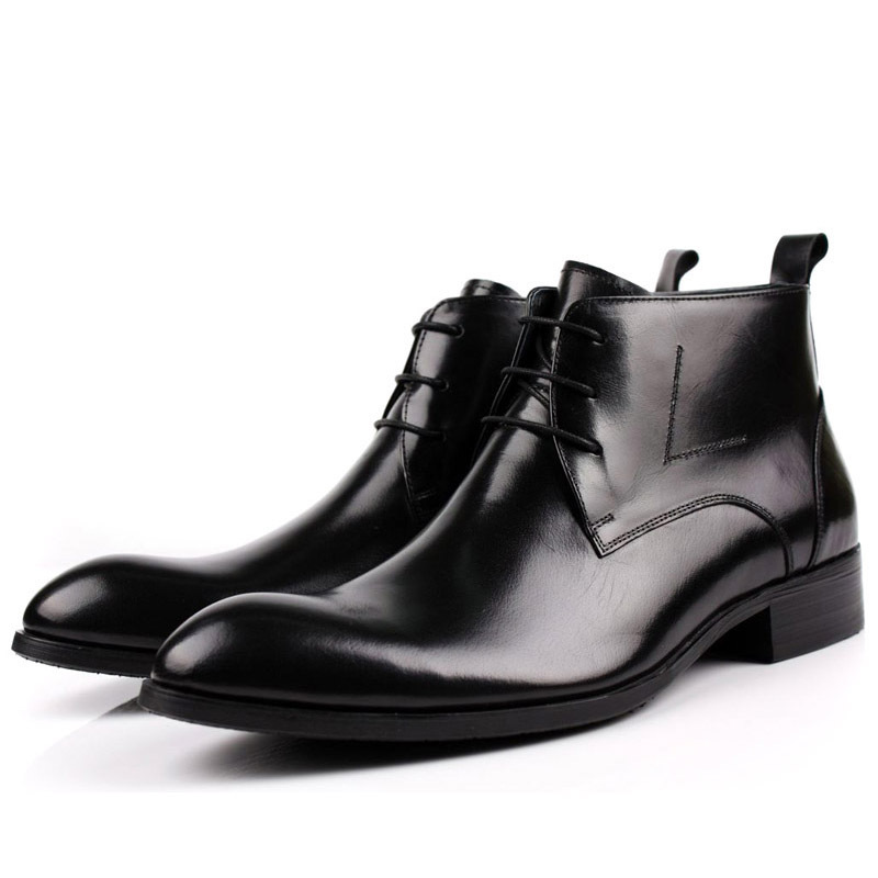 Amazon Autumn and Winter Men's Boots British Pointed Toe Leather Boots Korean Style Men's Short Boots Outdoor European Version High Top Martin Boots Cowhide