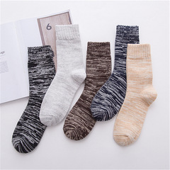 Autumn and Winter Ethnic Style Double-Needle Knit Rabbit Wool Men's Socks, Men's Warm Socks, Thick Thread Plain Cotton Socks Wholesale
