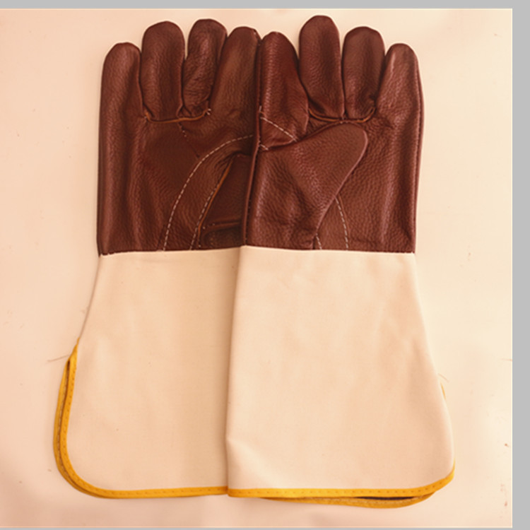 电焊手套帆布隔热耐磨防飞溅焊工烧焊长袖护臂耐热防烫弧焊牛皮