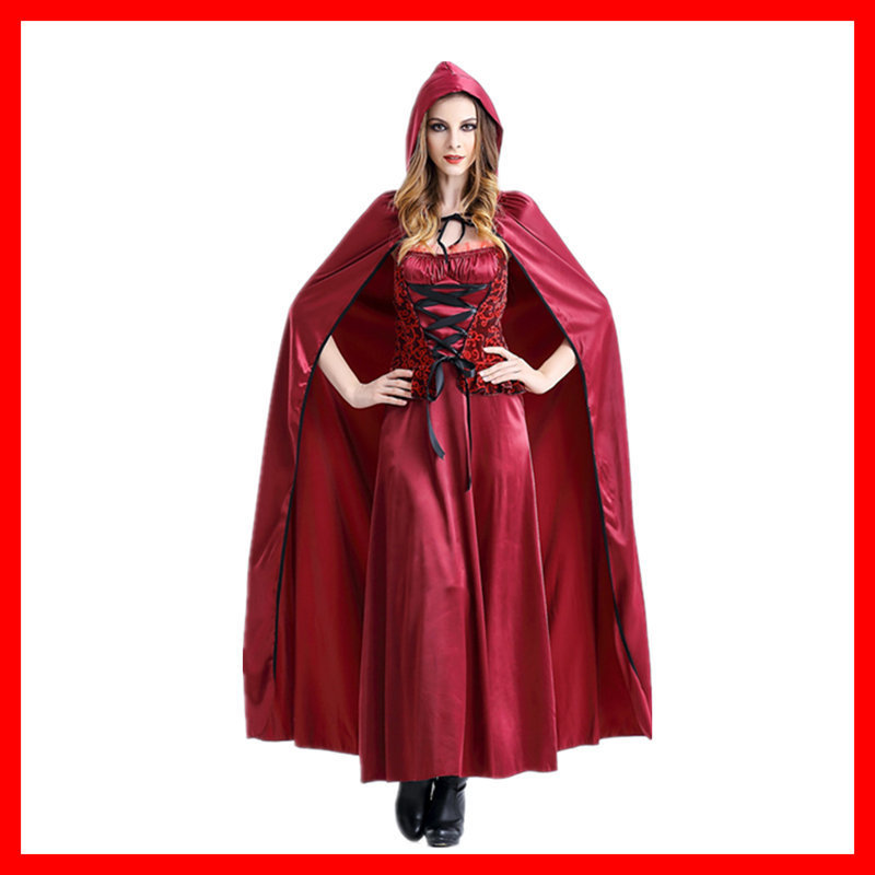 Long Little Red Riding Hood with Cape cosplay Costume Fairy Princess Dress Halloween Costume Costume Costume Wholesale
