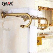 供应全铜仿古浴巾架 浴室欧式毛巾架 美式置物架五金挂件雕花款