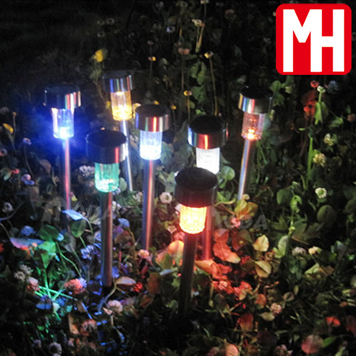 Solar stainless steel mini lawn lamp outdoor courtyard villa decoration night light small tube lamp ground garden lamp