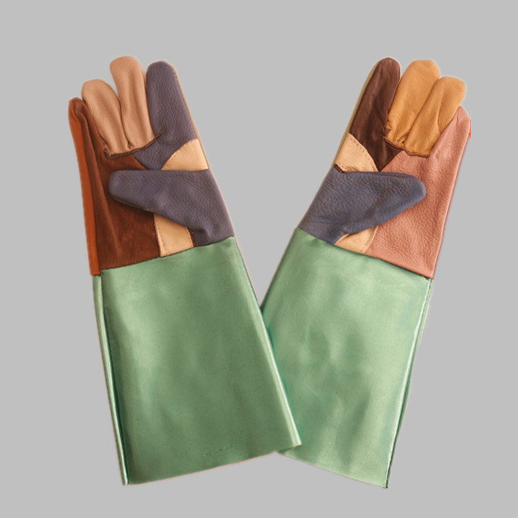 电焊手套家私皮长七彩革袖焊工手套批发护臂耐高温防烫烧焊