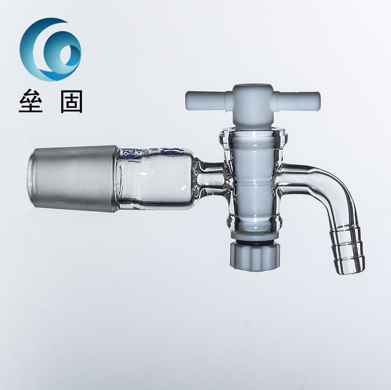 F4弯形接头具活塞  24# 具玻璃活塞抽气接头龙头四氟活塞磨口接头