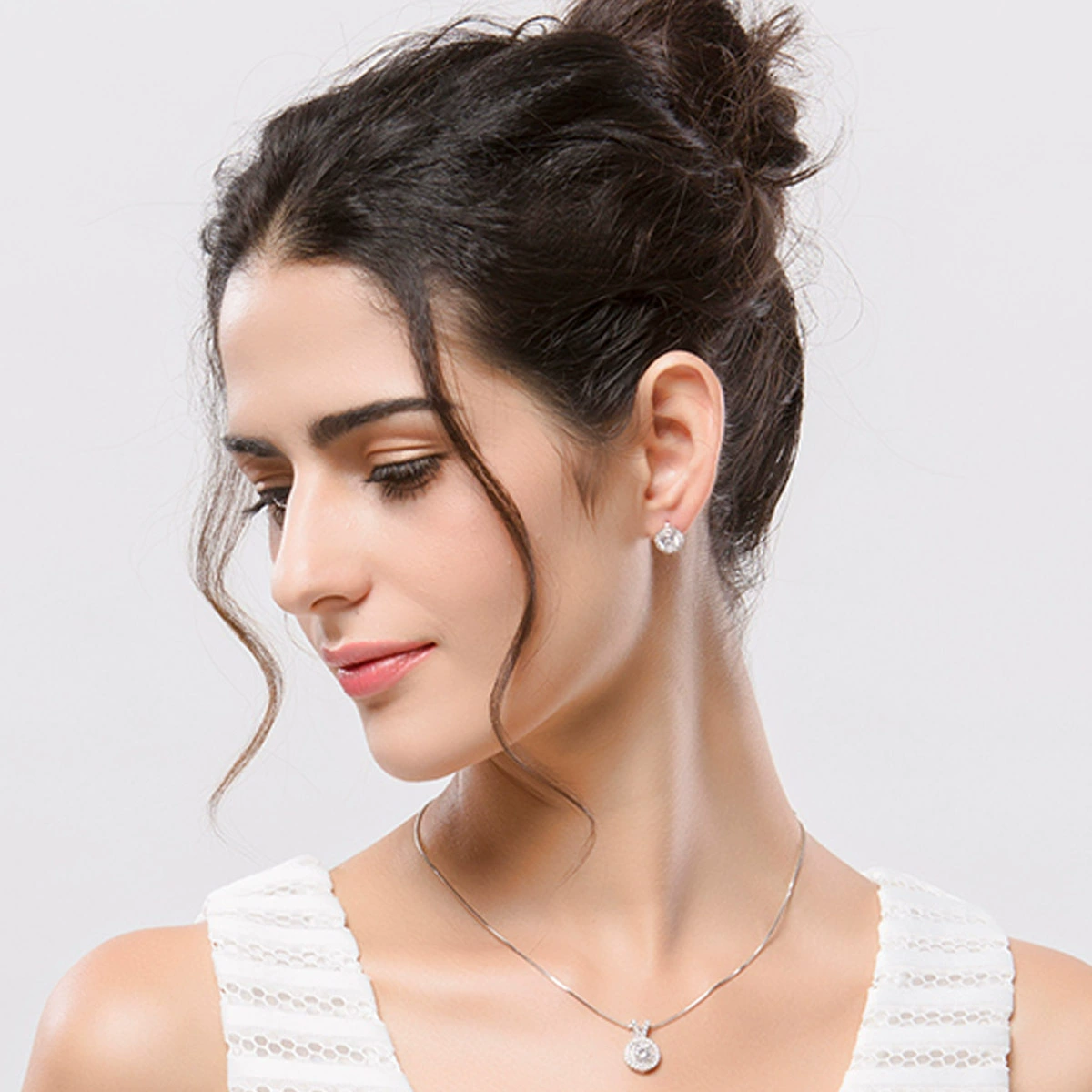 锦瑟 Earrings, copper brand zirconium, wholesale, flowered, Korean style, simple and elegant design