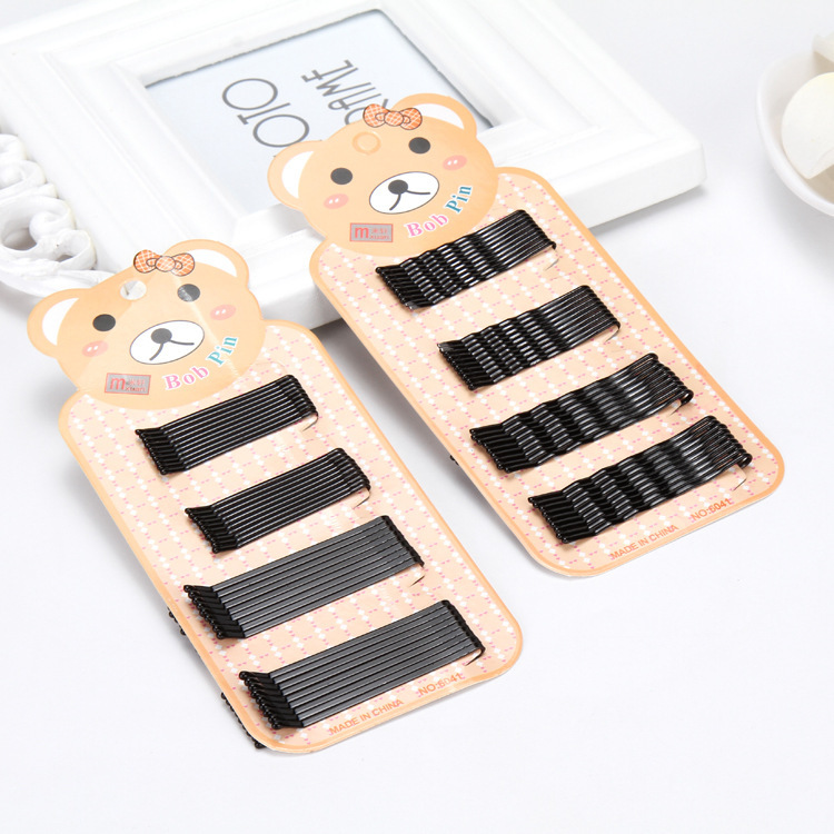 New hairpin bear head size set one-word clip black small clip one-word card 2 yuan store supply