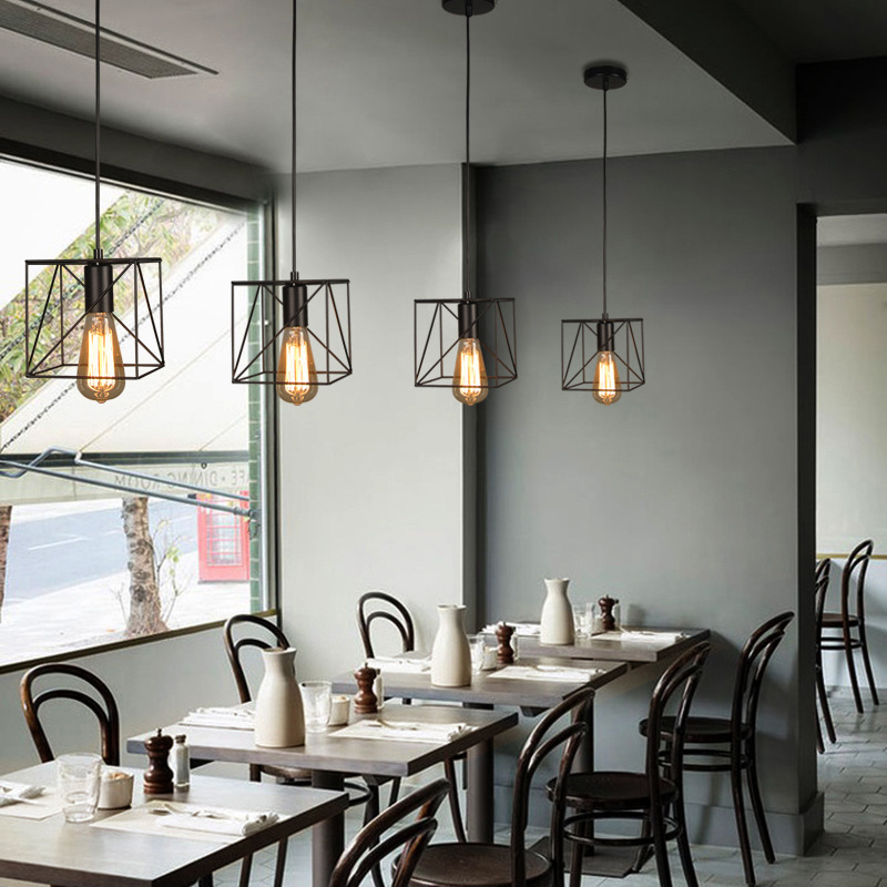 Lámpara de araña pequeña retro de hierro LED diseño creativo para dormitorio comedor y sala