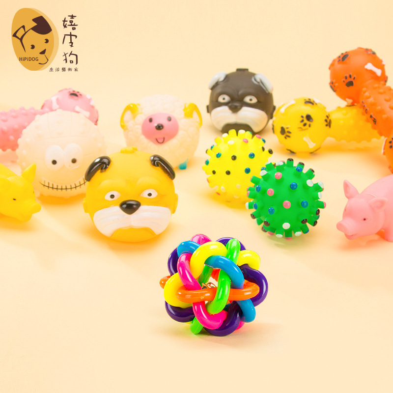 Mascota de sonido de juguete gato perro rompecabezas Bola de dibujos animados divertido molar juguete de entrenamiento suministros en stock al por mayor