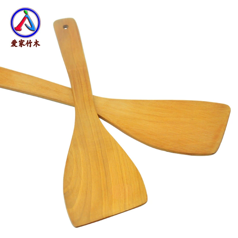 Factory direct sales golden large inclined spatula non-stick wooden cooking spatula wooden frying spatula wooden spatula 5 yuan store