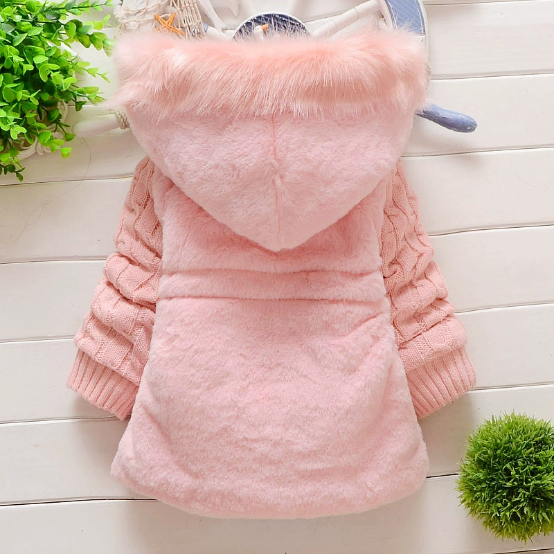 Girls Faux Fur Jacket Thickened Coat, Teddy Style, Ages 2–5 (Sizes 6/8/10/12), Red/Pink/Khaki
