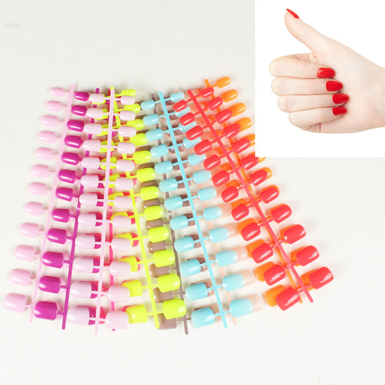 Nail art supplies wholesale Macaron solid color fake nail patch nail paste nail paste spot full of 100 postage