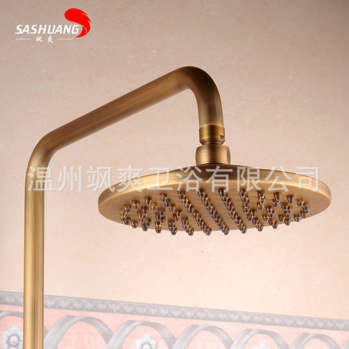 Sashuang Foreign Trade Copper Shower European Shower Set Blue and White Porcelain Straight Rod Shower Lift Shower