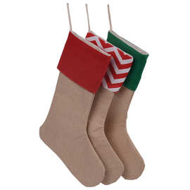 圣诞袜子圣诞礼品袋高档儿童长筒圣诞礼物袋挂饰仿麻圣诞袜装饰袋