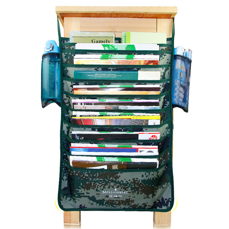学生课桌收纳防滑挂袋迷彩牛津布多功能书桌储物袋大容量书桌侧袋