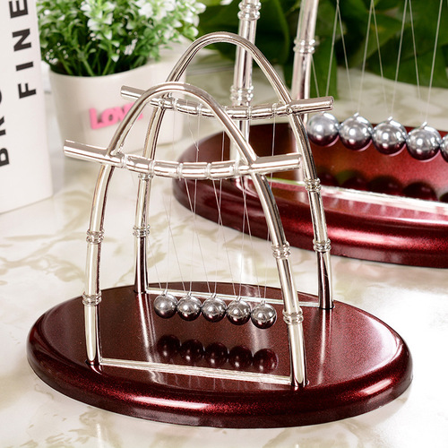 3 large, medium, and small sail-shaped Newtonian collision pieces, inertia collision balls, arched iron and wooden handicrafts, novelty gifts