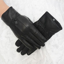 女士拼皮手套女式真皮手套羊皮骑车开车加绒保暖时尚韩均码拼接
