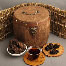 批发普洱茶 2005年陈年金芽 十年陈老茶头木桶装 散茶叶 勐海熟茶