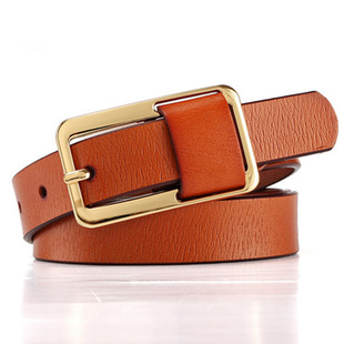 Genuine Leather Leather Thin Belt Korean Style Fashionable All-match Distinctive Pin Buckle Skirt Belt Green Decorative Trouser Belt Simple Narrow Belt