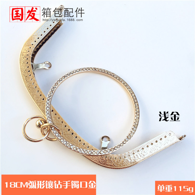 18.5cm brazalete de diamantes en relieve arqueado oro con brazalete de mano, oro de mano