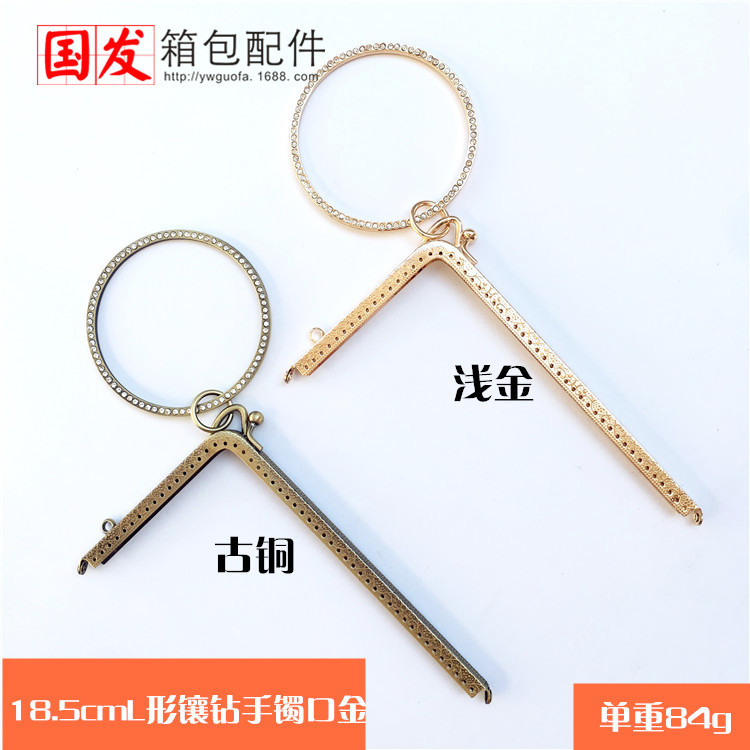 18.5cm en forma de L empujado diamantes brazalete oro con brazalete oro bronce oro ligero