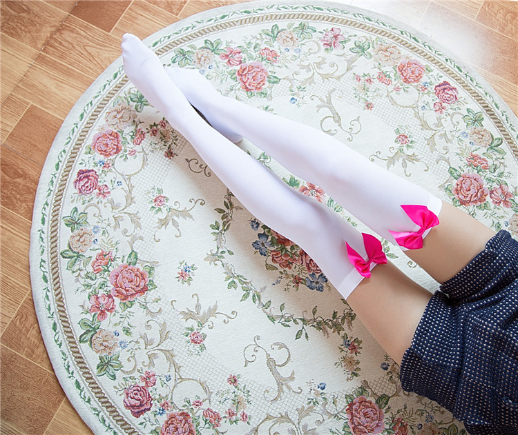 Medias de terciopelo arco tentación medias sexy de mujer Calcetines japoneses lindos sobre la rodilla al por mayor