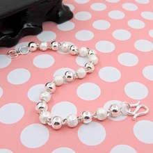 盛兴银饰批发 99纯银手链 1314转运珠银手链 简约圆珠女士手链 赞