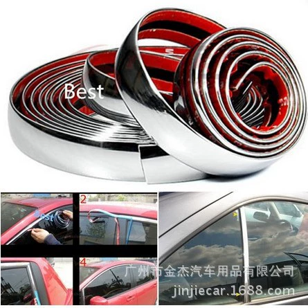 Украшение автомобиля хромированная серебряная полоса кузова против царапин, защита от столкновений, полоса кузова, полоска на окно автомобиля, яркая полоса