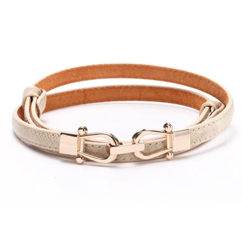 Patrón de serpiente Corona hebilla Cinturón fino de cuero de mujer Cinturón decorativo de estilo coreano Falda versátil de piel de vaca de mujer con moda verano