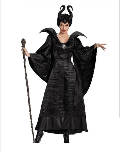 Movie Same Style Maleficent Adult Black Witch Halloween Party Performance Costume Export Game Uniform