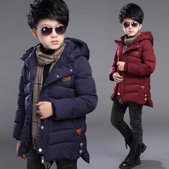 Children's winter cotton jacket, long sleeve, thick outerwear for boys, middle-sized children cotton coat, children's flight mark cotton clothing